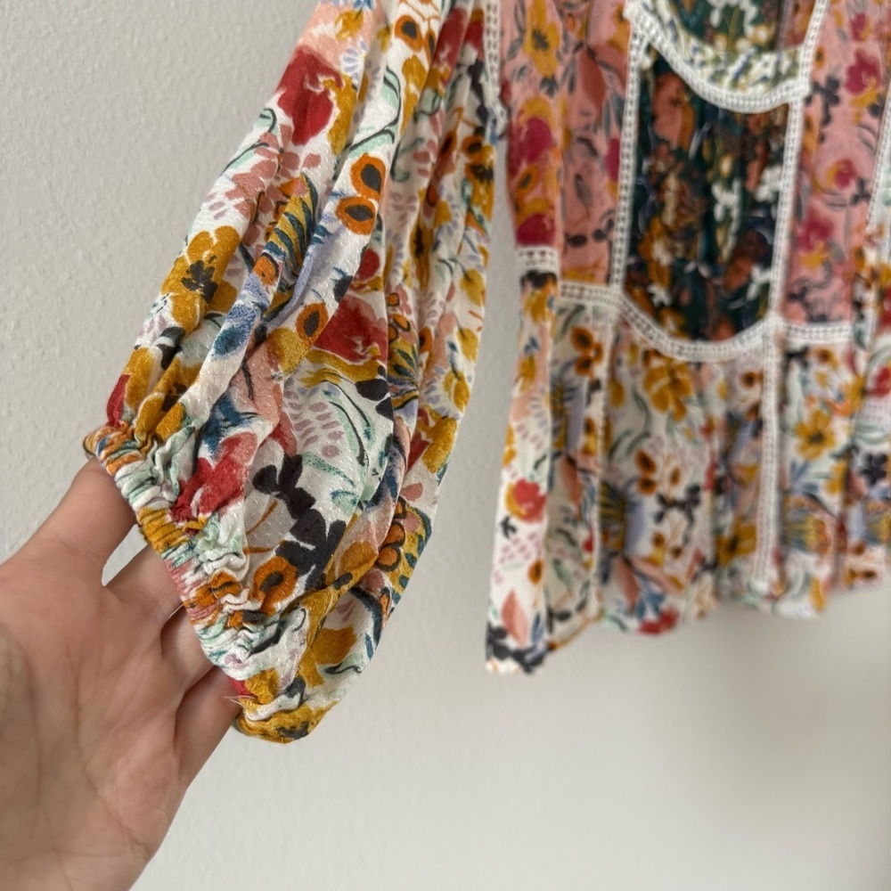 Anthropologie Maeve Nikki Peasant Blouse Floral Bohemian XS - Picture 4 of 11